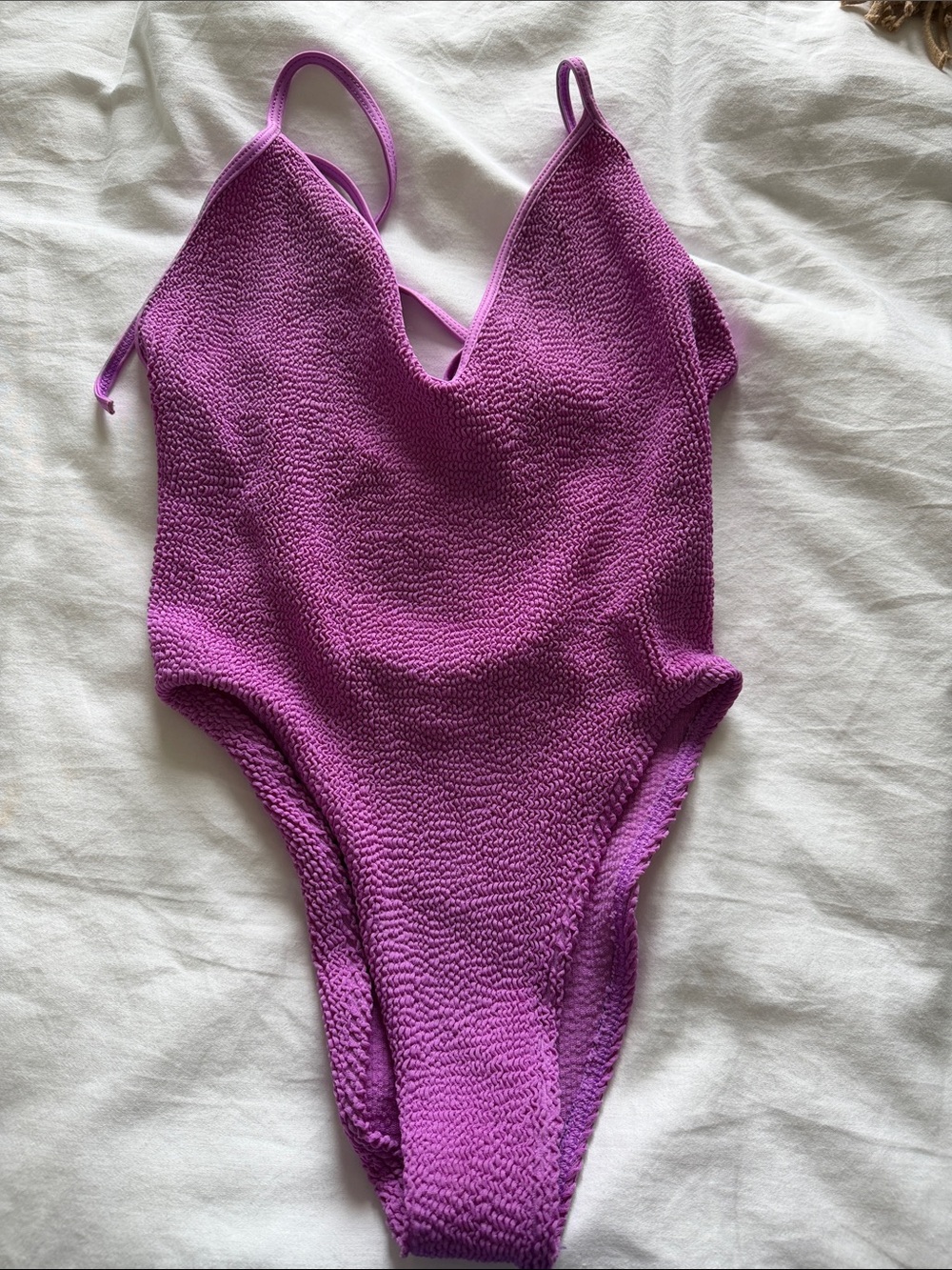 Bond-eye Textured Purple One-Piece Swimsuit